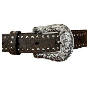Nacona Girls Western Belt Studded Pink Cross Heart
